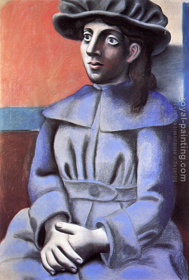 Pablo Picasso : girl in a hat with her hands crossed